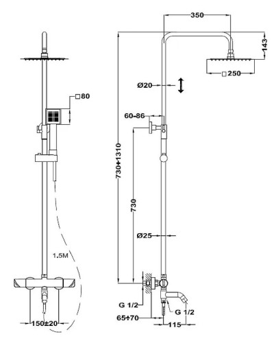 Душевая система Teka Mallorca 321786200 Хром
