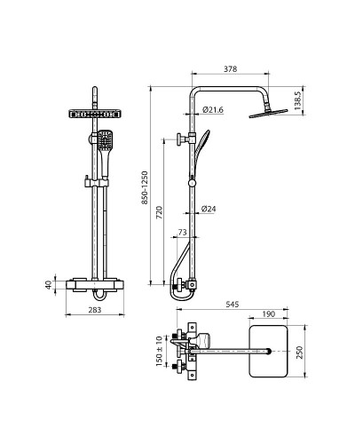 Душевая система Koller Pool Neon NNST002 с термостатом Хром