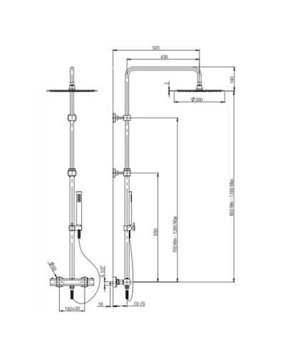 Душевая система 300 мм Paini Ovo 86CR689THT21P1