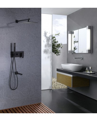 Душевая система Abber Daheim AF8217B Черная матовая