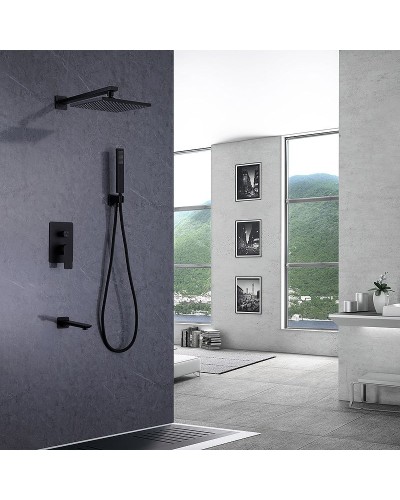 Душевая система Abber Weiss Insel AF8017B Черная матовая