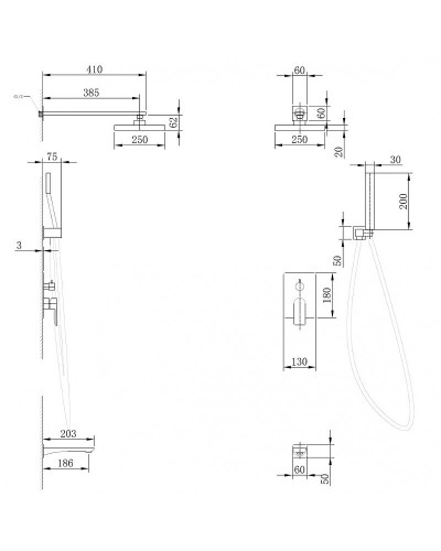 Душевая система Abber Weiss Insel AF8017B Черная матовая