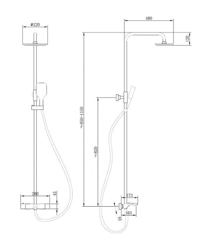 Душевая система Abber Thermostat AF8516B Черная матовая