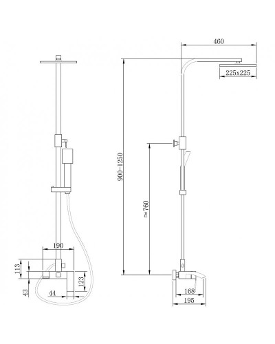 Душевая система Abber Wasserfall AF8616 Хром