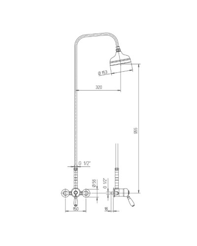 Душевая система 153 мм Paini Kennsington 50CR689