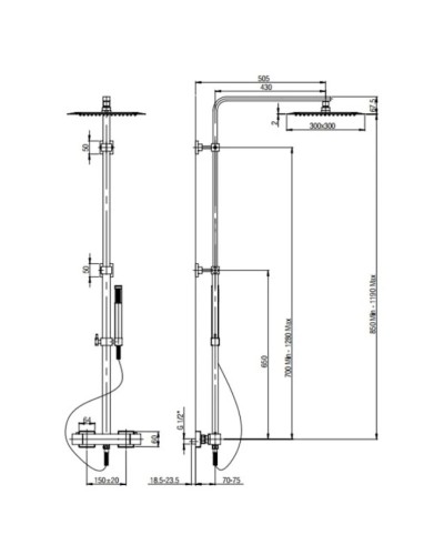 Душевая система 300 мм Paini DAX-R 84CR689THSQ6P1