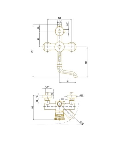 Душевая система 210 мм Bronze De Luxe Windsor 10120R