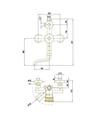 Душевая система Bronze De Luxe Windsor 10120DF