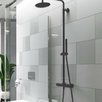 Душевая система Excellent Pi Rain Termo Round ARAC.SY.107BL с термостатом Черная матовая