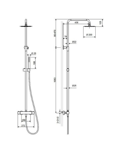 Душевая система Excellent Pi Rain Termo Round ARAC.SY.107GL с термостатом Золото