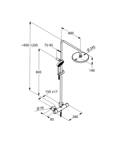 Душевая система 245 мм Kludi A-QA 6619505-00