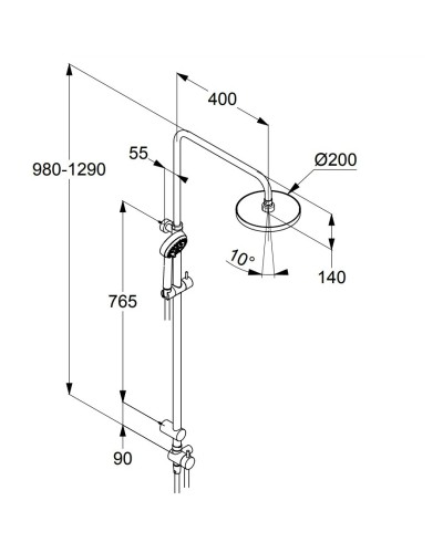 Душевая стойка 200 мм Kludi Logo 6809105-00
