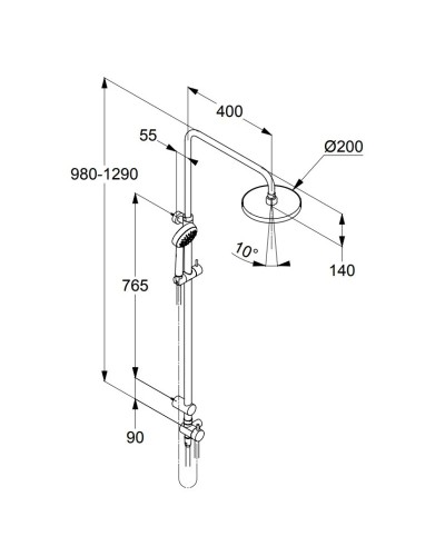Душевая стойка 200 мм Kludi Logo 6809305-00