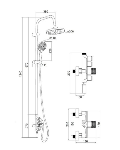 Душевая система Orange Push M01-911cr Хром
