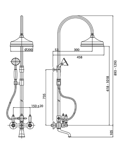 Душевая система Cezares First-CVD-03/24-M Золото 24 карат