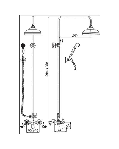Душевая система Cezares Retro-C-CVD2-03 Золото