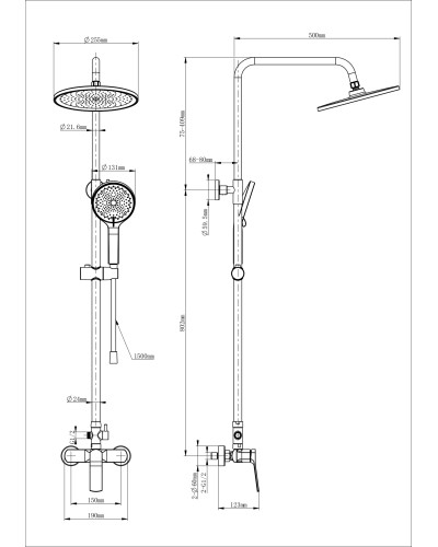 Душевая система WONZON & WOGHAND, Хром (WW-B3200-CR)