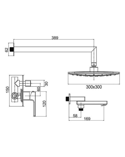 Душевая система Gappo G7117-6 Черная матовая