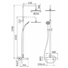 Душевая система Cezares Articoli Vari CZR-B-CVD-NOP Черная матовая