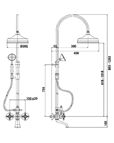 Душевая система Cezares Golf-CVD-02-Bi Бронза