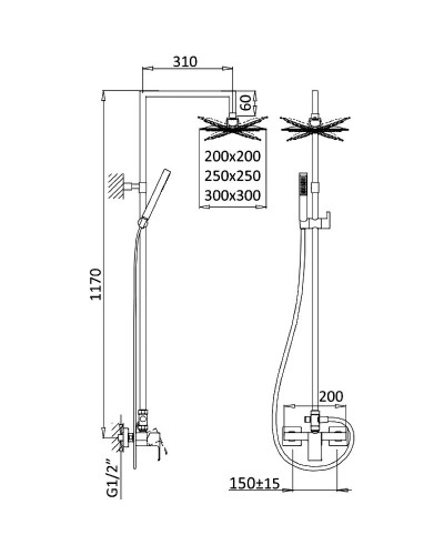 Душевая система Cezares Porta-CD-BIO Белая матовая