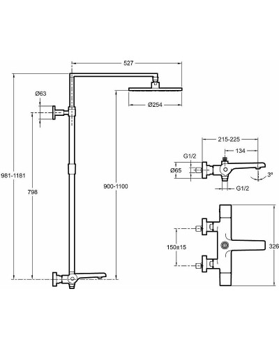 Душевая система Jacob Delafon Avid E97389RU-9-CP с термостатом Хром