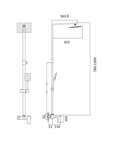 Душевая система Haiba HB24803-2 Нержавеющая сталь