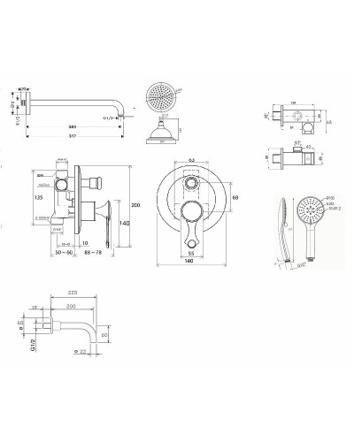 Душевая система Bronze de Luxe Yasmina NT800/B03 Хром