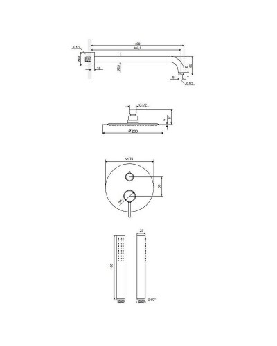 Душевая система Excellent Pi AREX.SET.1245GL Золото