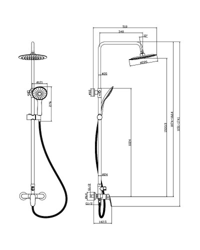 Душевая система Rossinka RS45-45 Хром