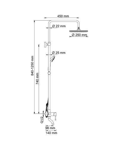 Душевая система WasserKRAFT A14401 Хром