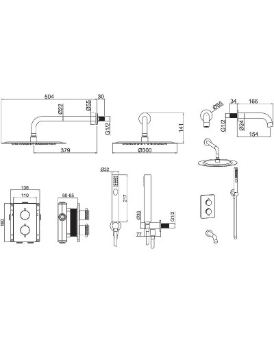 Душевая система Allen Brau Priority 5.31014-31 с термостатом Черная матовая