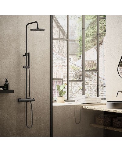 Душевая система Paffoni Mini Birillo ZCOL638LIQNO с термостатом Черная матовая