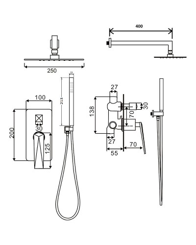 Душевая система Boheme Venturo 374-SGM Оружейная сталь глянцевая