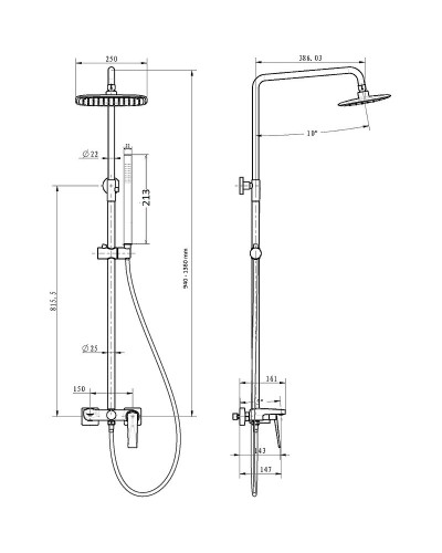 Душевая система Boheme Venturo 378-SGM Оружейная сталь глянцевая