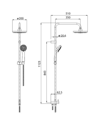 Душевая система Koller Pool Round RNSD200 Хром