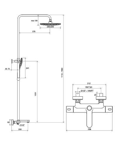 Душевая система Ravak Termo 300 X070163 Хром