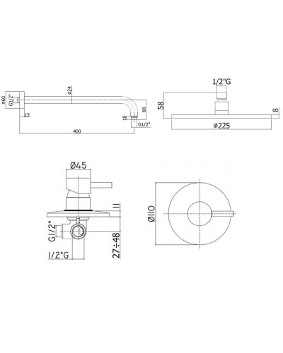 Душевая система Paffoni Light KITLIG011NO Черная матовая
