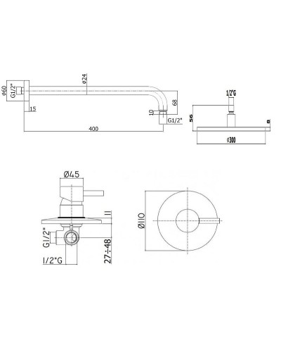 Душевая система Paffoni Light KITLIG011NOKING Черная матовая