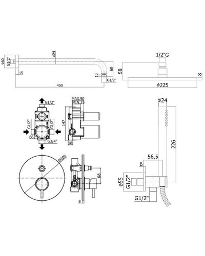 Душевая система Paffoni Light KITLIG015NO Черная матовая