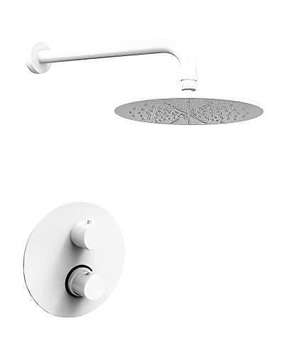 Душевая система Paffoni Light KITLIQ013BO с термостатом Белая матовая