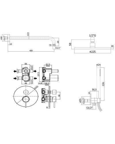 Душевая система Paffoni Light KITLIG018NO Черная матовая