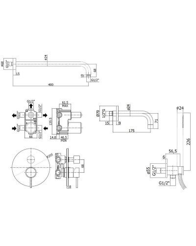 Душевая система Paffoni Light KITLIG019NO139 Черная матовая