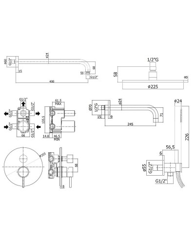 Душевая система Paffoni Light KITLIG019NO141 Черная матовая