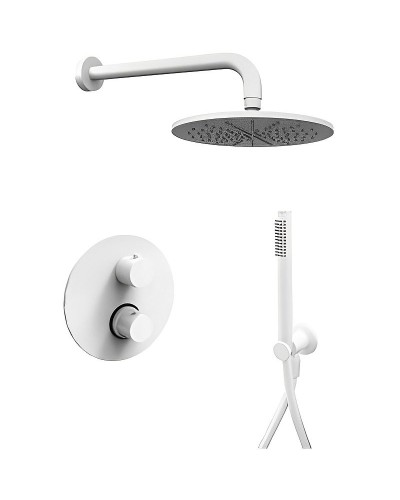 Душевая система Paffoni Light KITLIQ018BOKING с термостатом Белая матовая