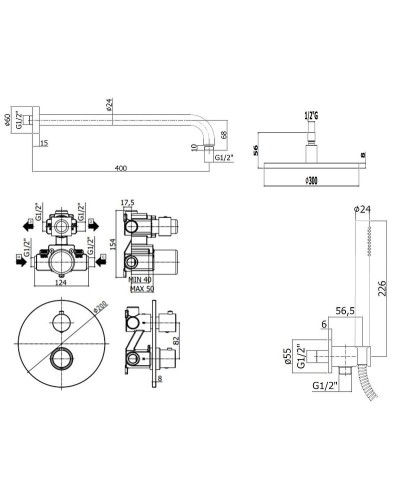 Душевая система Paffoni Light KITLIQ018BOKING с термостатом Белая матовая