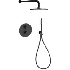 Душевая система Paffoni Light KITLIQ018NOKING с термостатом Черная матовая