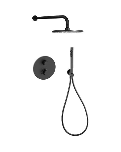 Душевая система Paffoni Light KITLIQ018NOKING с термостатом Черная матовая