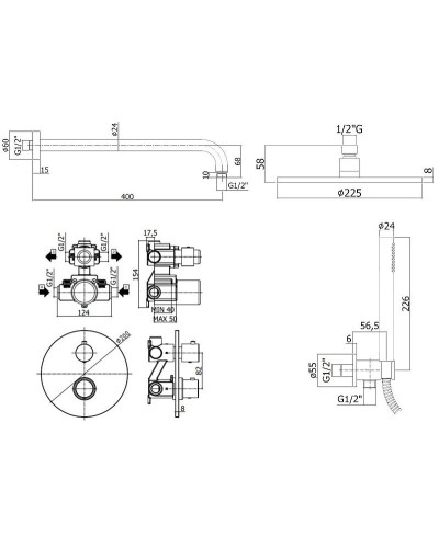 Душевая система Paffoni Light KITLIQ018CR с термостатом Хром