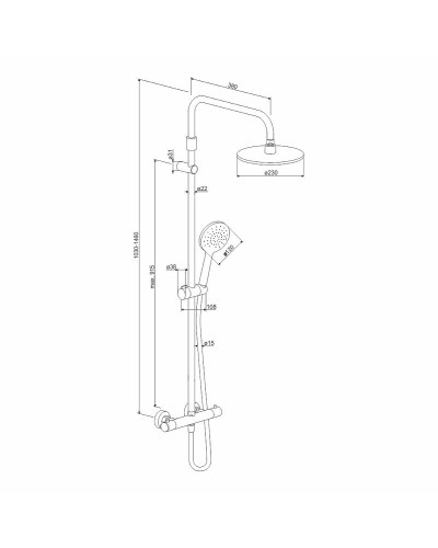 Душевая система Damixa Option DX218091300 с термостатом Черная матовая